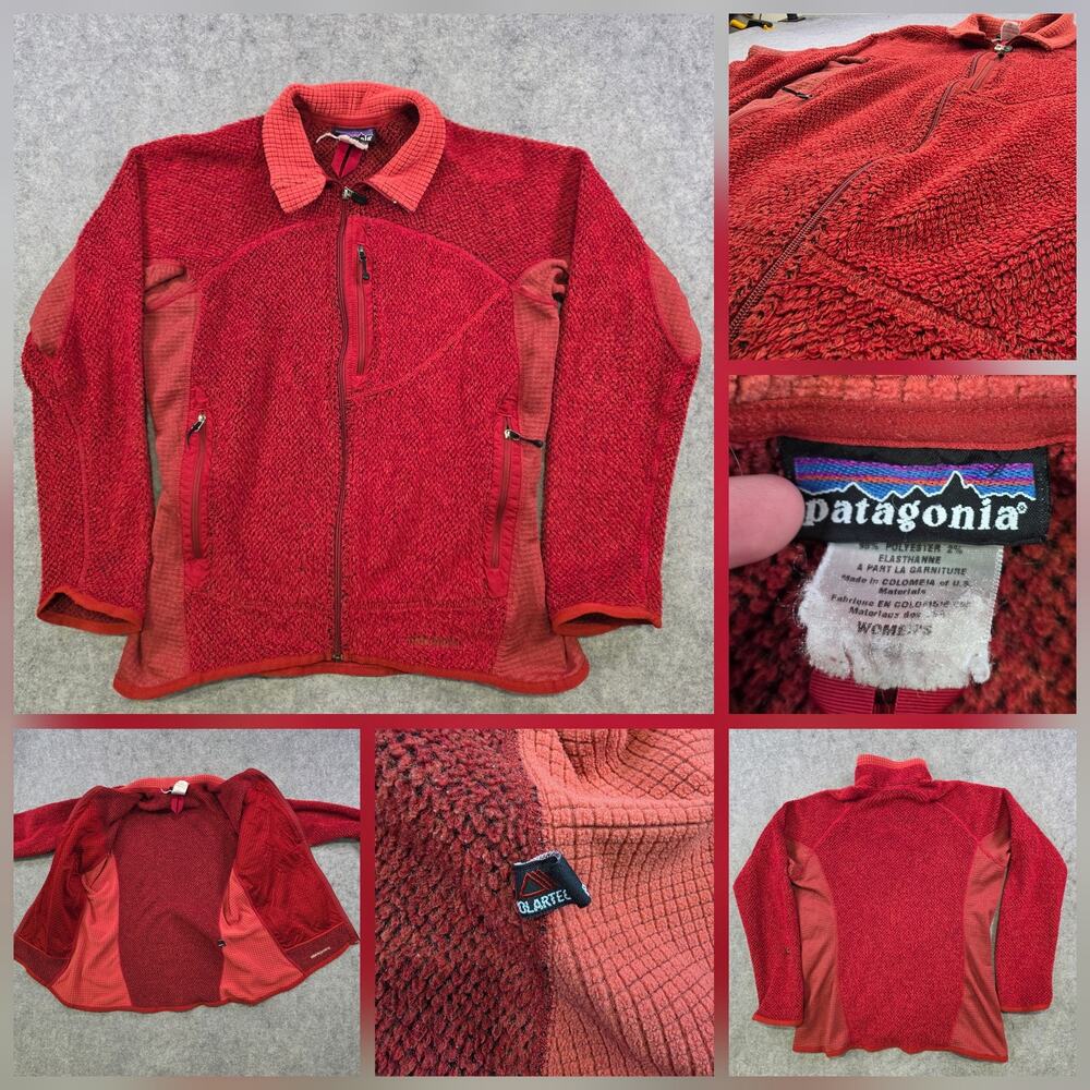 Patagonia R2 Jacket Womens Medium? Red Full Zip Polartec Fleece Midlayer 25143